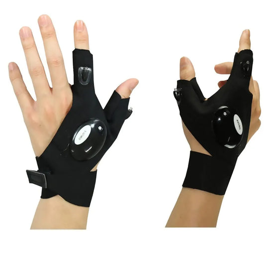 LED Flashlight Gloves for Men – Fingerless Stretch Fit with Built-in Light – Handy Gift for Fishing, Repairs, Running & Night Work